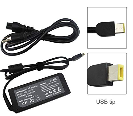 BE·SELL AC Adapter Power Supply Charger USB Tip for Lenovo Thinkpad Edge/Helix / Yoga 2 11s 13 / Ideapad Yoga Series Cord 20V 3.25A