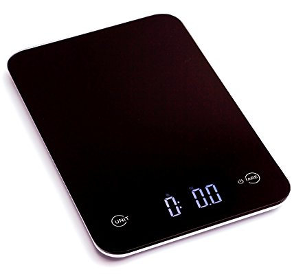 Ozeri Touch Digital Kitchen Scale (5 kg / 11 lb Edition), Tempered Glass in Elegant Black