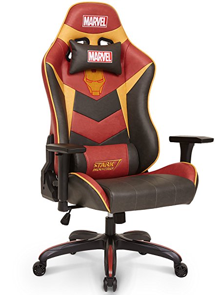 Licensed Marvel Avengers Iron Man Superhero Ergonomic High-Back Swivel Racing Style Desk Home Office Executive Computer Video Gaming Chair with Headrest and Lumbar Support, Neo Chair