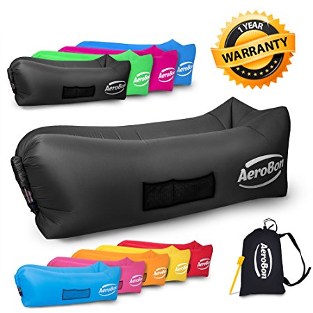 AeroBon PREMIUM - Gets Inflated and Holds Air 40% Better Than Analogues Due to the Single Inlet - No Film Inside- Inflatable Lounge Bag with Carry Bag Ideal for Indoors or Outdoors - 1 YEAR WARRANTY