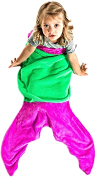 Blankie Tails | Mermaid Blanket Wearable Blanket - Double Sided Mermaid Minky Fleece Blanket - Mermaid Tail Blanket for Kids, Adults & Teens (Green/Pink)