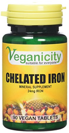 Veganicity Chelated Iron 24mg Women's Health Mineral Supplement - 90 Tablets