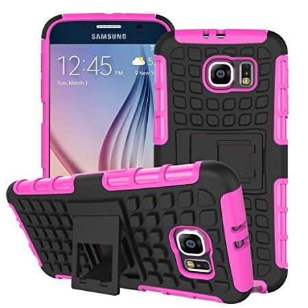 Case Collection® Stylish Heavy Duty Shock Proof Armour Dual Protection Cover with Built-in Kickstand Case For Samsung Galaxy S6