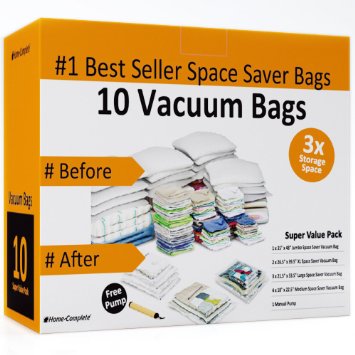 Home-Complete Space Saver Bags for Vacuum Storage Bags - 10 Space Saver Bags