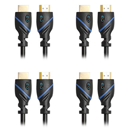 C&E 4 Pack HDMI Cable with 1080p 4K 3D High Speed and Ethernet ARC, 1.5 Feet, CNE72402