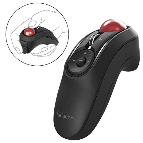 ELECOM-Japan Brand- Handy Trackball Mouse Bluetooth Connection, 10 Buttons and a Wheel, Symmetory Dersign, High-Grip Performance, Black/M-RT1BRBK