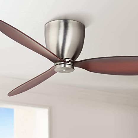 52" Casa Orbitor Modern Hugger Low Profile Ceiling Fan with Wall Control Flush Mount Brushed Steel for Living Room Kitchen Bedroom Family Dining - Casa Vieja