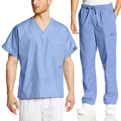 Cherokee Mens Workwear Scrub Set Medical/Dentist Uniform V-neck Top & Cargo Pant