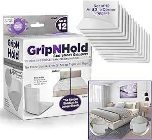 Grip N Hold Bed Sheet Holder | Discrete Heavy Duty Sheet Holder, 360 Degree Bed Sheet Tightener, Non Slip Corner Sheet Grippers, Tool-Free Bed Sheets Holder (3 Pack)