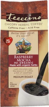 Teeccino Raspberry Mocha Chicory Herbal Coffee Alternative, Caffeine Free, Acid Free, Coffee Substitute, Prebiotic, 11 Ounce