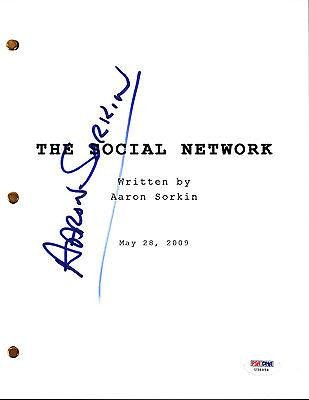 Aaron Sorkin Signed The Social Network Movie Script - Psa/Dna Certifie
