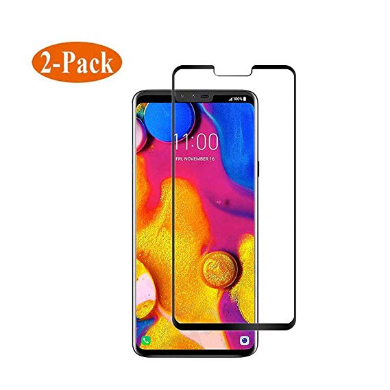 for LG V40 Tempered Glass Screen Protector,WolfGen[Full Cover][3D Curved Glass][Anti-Scratch][Bubble Free] Tempered Glass Screen Protector for LG V40(Black)