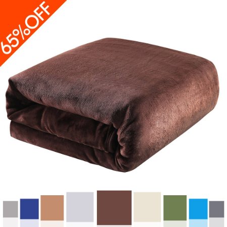 Balichun Luxury Polar Fleece Blanket Super Soft Warm Fuzzy Lightweight Bed Blankets Couch Blanket Twin/Queen/King Size(Queen,Brown)