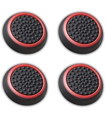 Fosmon Set of 4 Analog Stick Joystick Controller Performance Thumb Grips for PS4  PS3  Xbox ONE  Xbox 360  Wii U Black and Red