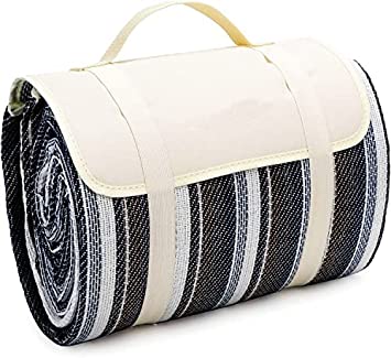 Picnic Outdoor Blanket Park Blanket Beach Mat for Camping on Grass Oversized Seats Adults Water Resistant Picnic Mat (60X60 Large Pearl Blue CM06)
