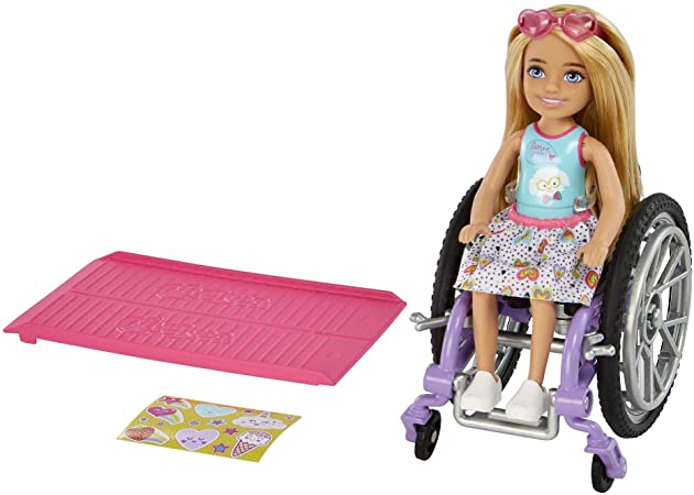 ​Barbie Chelsea Doll & Wheelchair, with Chelsea Doll (Blonde), in Skirt & Sunglasses, with Ramp & Sticker Sheet, Toy for 3 Year Olds & Up