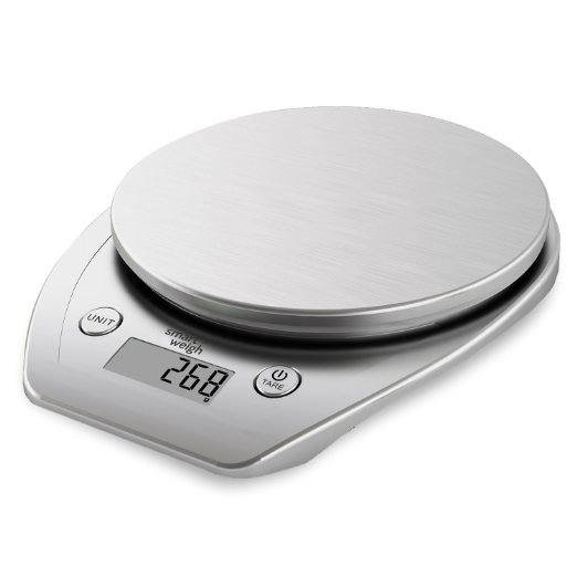 Smart Weigh 11lb5kg Electronic Multifunction Kitchen and Food Scale Stainless Steel Platform Large LCD Screen Silver