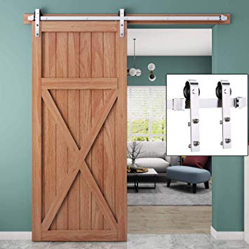 EaseLife 6.6 FT Modern Stainless Steel Sliding Barn Door Hardware Track Kit | Anti-Rust Anti-Corrosion | Slide Smooth Quiet | Easy Install | Fit up to 40" Wide Door | 6.6FT Track Single Door Kit