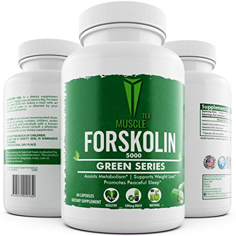 _Muscle TEX FORSKOLIN 5000 – Gluten Free,Vegan Friendly, Premium,Forskolin Capsules,Extreme,Carb Intercept, Forskolin Extract for Weight Loss, Appetite Suppressant for Women and Men Coleus Forskohlii