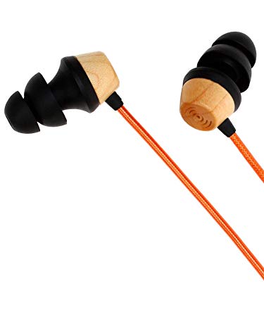 Symphonized ALN 2.0 Premium Genuine Wood in-Ear Noise-isolating Headphones, Earbuds, Earphones with Innovative Shield Technology Cable and Mic (Metallic Orange)