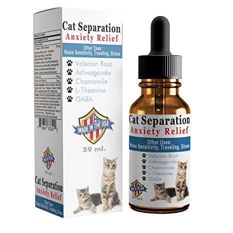 Cat Separation Anxiety Supplement (Valerian Root, Ashwaganda, L-Theanine, Chamomile, GABA)(Cat Anxiety)