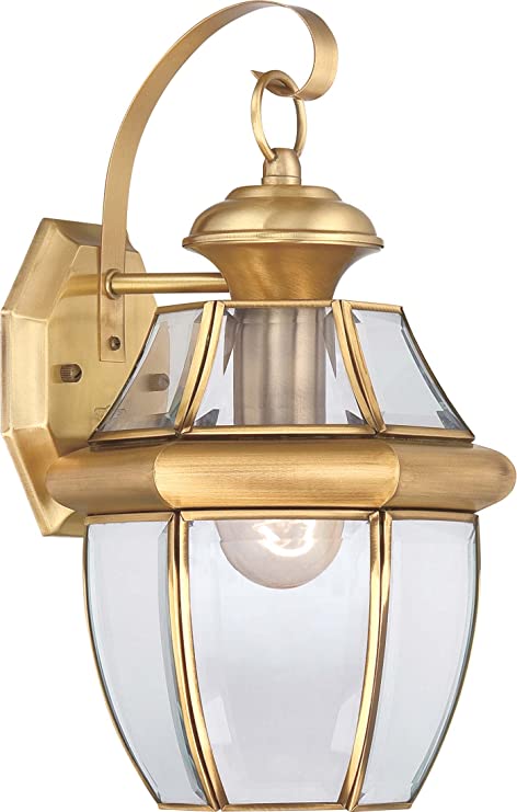 Quoizel NY8316B Newbury Outdoor Wall Lantern Wall Mount Lighting, 1-Light, 150 Watt, Polished Brass (14"H x 8"W)