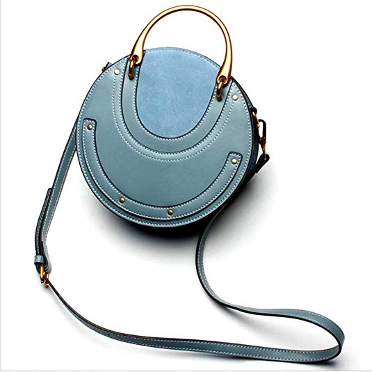 Yoome Elegant Rivet Bag Punk Purse Circular Ring Handle Handbags Cowhide Crossbody Bags For Women
