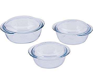 Pyrex 3 Piece Clear Casserole Set Made From Glass With 3 Different Size