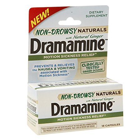 Dramamine Non-Drowsy Naturals Motion Sickness Relief Capsules 18 ea Pack of 2