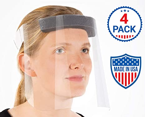R20 Protective Face Shields with Clear Vision, Comfort Sponge. Eye Protection.(4-Pack)