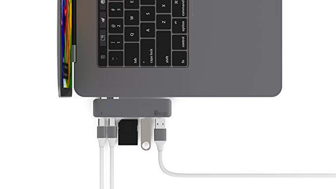 Juiced Systems MacBook Pro USB-C 6 Port Adapter - 2X USB-C Ports | 1 SD Memory Card Input | 1 Micro SD Memory Card Input | 2X USB 3.0 Ports (Space Grey)