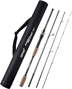 Goture Travel Fishing Rods, 4 Piece Fishing Pole with Case/Bag,Surf Casting/Spinning Rod,Ultralight Fishing Baitcasting Rod 7ft for Saltwater Trout, Bass, Walleye, Pike