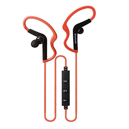 ETTG UF9 Bluetooth Wireless Sports Headphones Headsets In-Ear Earbuds Sweatproof Running Gym Exercise Earphones for Iphone Android Smart Phones and Bluetooth Devices - Red