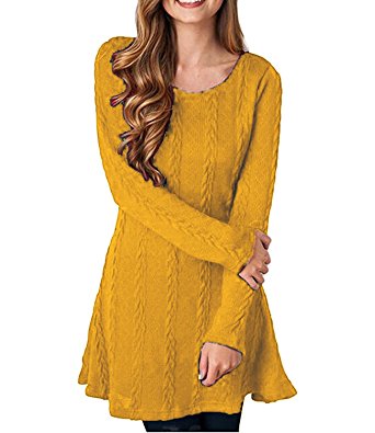 Mansy Womens Knitted Crewneck Sweater Dress