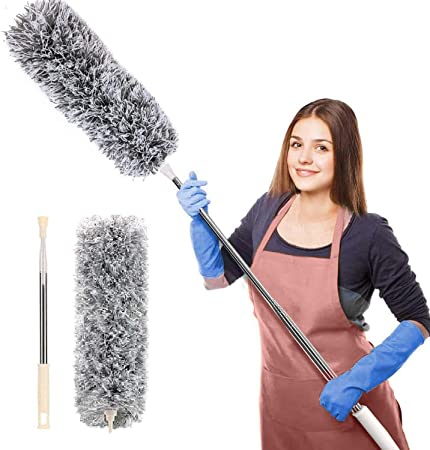 Flexible Duster For Fan Cleaning Mop With Long Rod | Fan Cleaner Brush With Long Rod | Spider Web Cleaner Stick | Fan Cleaning Brush | Fan Duster| Dusting Brush For Home Cleaning | Dust Cleaner | Microfiber Duster For Home Cleaning