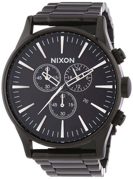 Nixon The Sentry Chronograph Black Dial Black PVD Mens Watch A386001