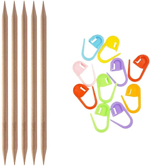 Knitter's Pride Knitting Needles Basix Double Pointed 8 inch (20cm) Size US 13 (9.0mm) Bundle with 10 Artsiga Crafts Stitch Markers 400102