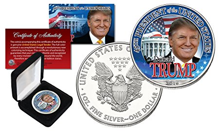 DONALD TRUMP For President 2016 1 oz PURE SILVER AMERICAN US EAGLE in Deluxe Box