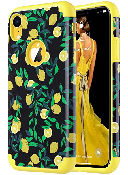 ULAK iPhone XR Case Yellow, Slim Fit Hybrid Soft Silicone Hard Back Cover Anti Scratch Bumper Design Protective Case for Apple iPhone XR 6.1 inch 2018, Lemon Drop