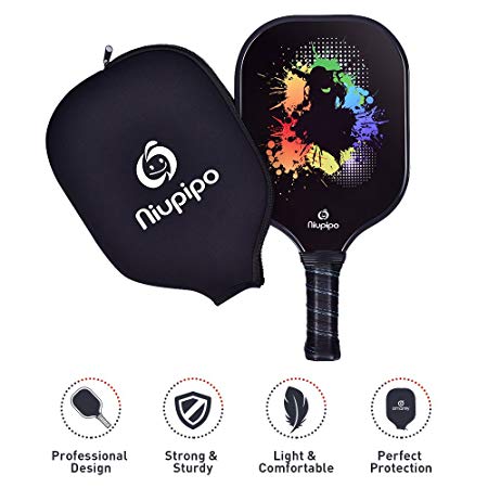 Pickleball Paddle, Graphite Pickleball Racket with Polymer Honeycomb Composite Core Ultra Cushion 4.25In Grip Low Profile Edge Bundle Pickleball Paddles Cover Indoor Outdoor for All Ages7.8-8 OZ