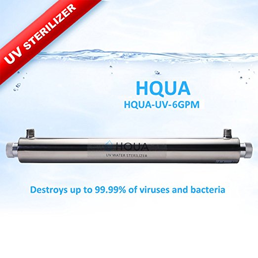 Ultraviolet Water Purifier Sterilizer Filter for Whole House Water Purification,6GPM 25W Model HQUA-UV-6GPM   1 Extra UV Tube