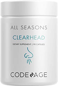 Codeage All Seasons Clearhead – Echinacea, Zinc, Vitamin C, Vitamin D, Garlic Extract Supplement – Sniffles, Sneezes, Runny Nose, Cold Weather – Vegan - 90 Capsules