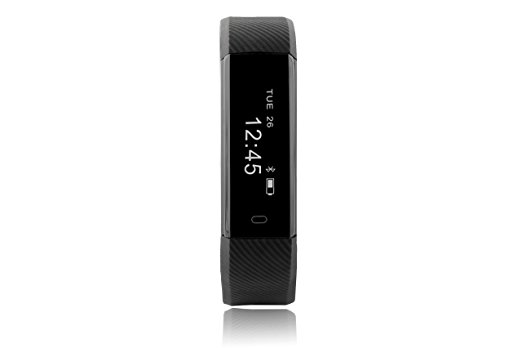 Ultra Lightweight Personal Fitness Tracker for Android and iPhones - Water Resistant Smart Band Watch - Accurate Heart Rate Monitor and Sleep Monitor & Pedometer - Extra Bright OLED Screen (Black)