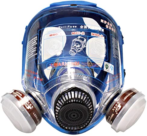 WORKCARE Full Face Reusable Respirator Mask, Double Filter Cartridges Organic Vapor Facepiece Safety Mask, Protection Respiratory Mask for Chemical Dust, Carving, Woodworking
