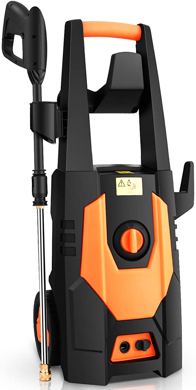 mrliance 3500PSI Electric Pressure Washer, 2.0GPM Electric Power Washer High Pressure Washer with Spray Gun, Brush, and 4 Quick-Connect Spray Tip (Orange)