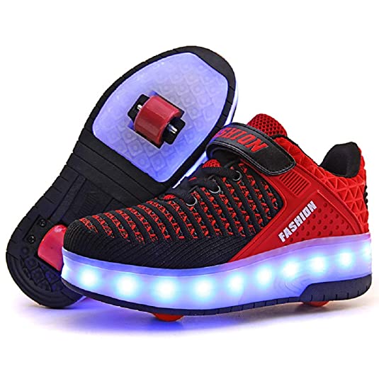 Ufatansy CPS LED Fashion Sneakers Kids Girls Boys Light Up Wheels Skate Shoes Comfortable Mesh Surface Roller Shoes Thanksgiving Christmas Day Best Gift