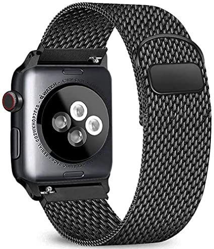 Letuboner Compatible for Apple Watch Band 38mm 42mm 40mm 44mm,Mesh Wristband Loop with Adjustable Magnetic Closure Replacement Bands for iWatch Series 5/4/3/2/1 (Black, 38/40mm)