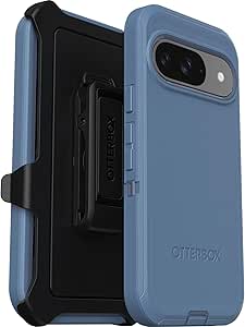 OtterBox Google Pixel 9 & 9 Pro Defender Series Case - Baby Blue Jeans (Blue), Rugged & Durable, with Port Protection, Includes Holster Clip Kickstand