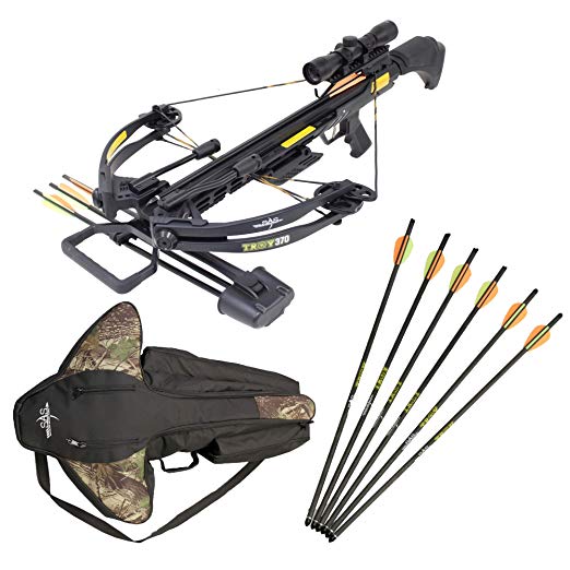 SAS Troy 370 Compound Crossbow 4x32 Scope Package with Free Crossbow Bag and Extra 6 x Carbon Bolts