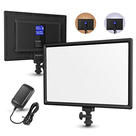 RALENO Led Video Light, Camera Camcorder Photo Light Panel with LCD Display Built-in Lithium Battery Dimmable 3300K-5600K Bi-Color CRI 95  Ultra-Thin Light for YouTube Video Portraits Shooting